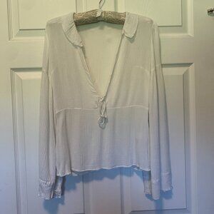 Chloe White Gauze Tie Blouse